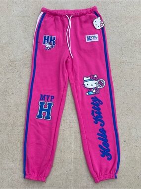 Hello Kitty Bright Pink Joggers with Blue Trim